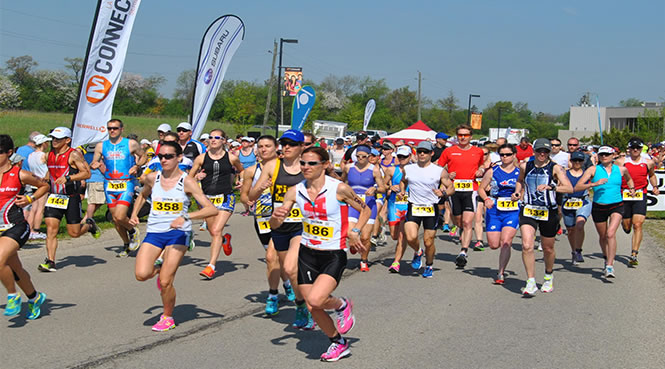 Image de triathlètes en train de courir.